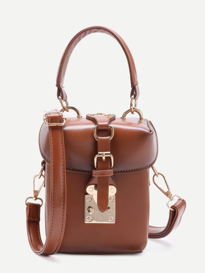 Bolso de hombro del compartimiento de la PU de Brown con la manija