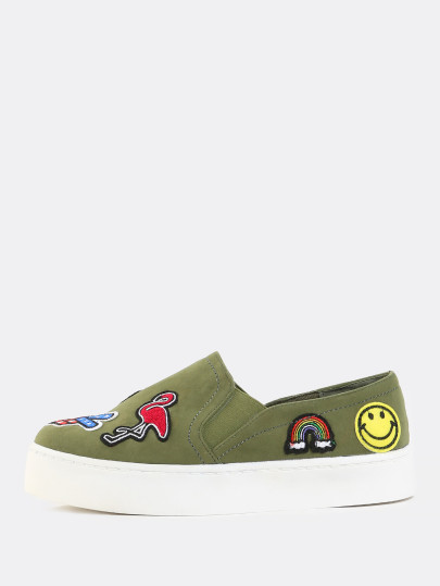 Patched Up Slip On Sneakers OLIVE
