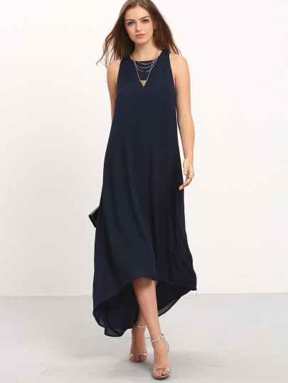Halter Keyhole Back Dip Hem Dress