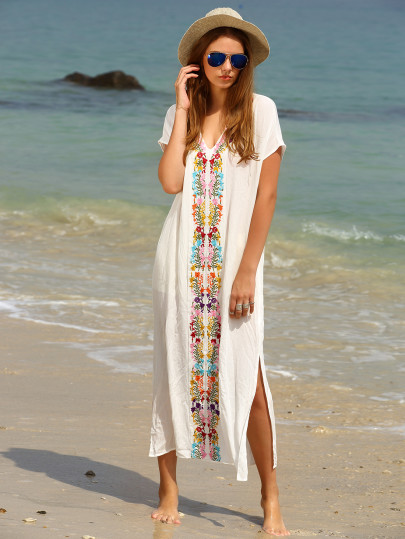 Placement Print Split Side Maxi Dress