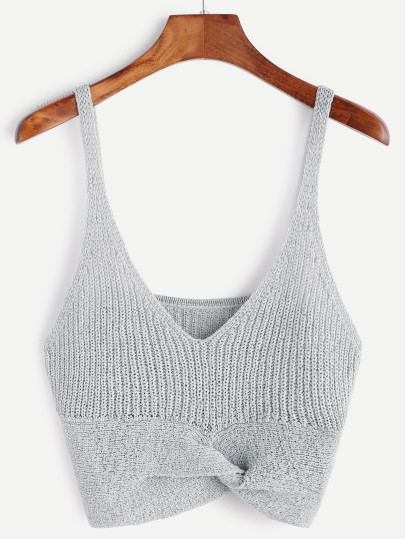 Gris de punto camiseta sin mangas