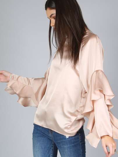 High Neck Ruffle Long Sleeve Top