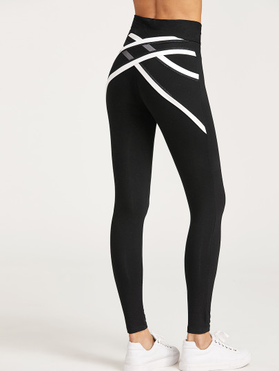 Leggins de malla cruzada - negro