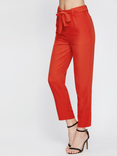 Self Tie Waist Ankle Pants