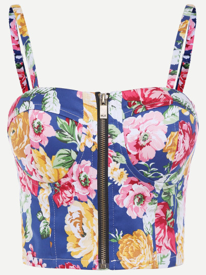 Bustier tirantes estampado floral - azul