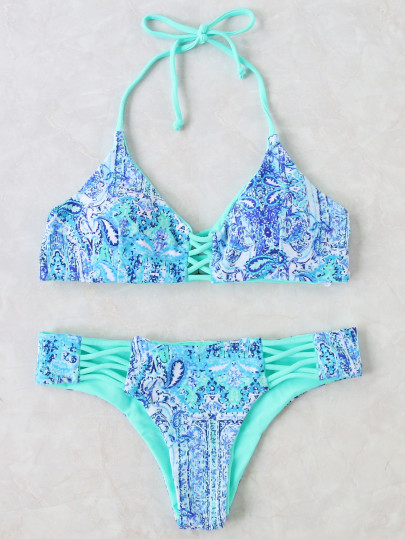 Blu Crisss Croce Dettaglio Halter Bikini