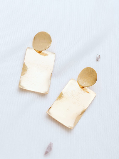 Gold Rectangle Stud Earrings