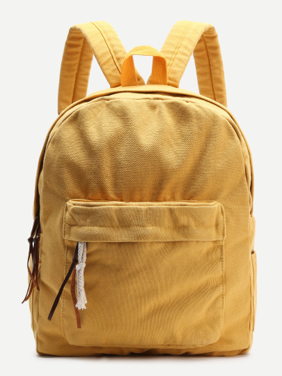 Yellow Zipper Front Canvas Backpack