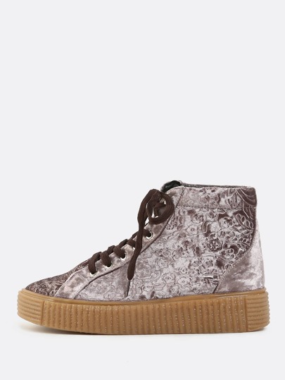 Embossed High Shaft Sneakers MAUVE
