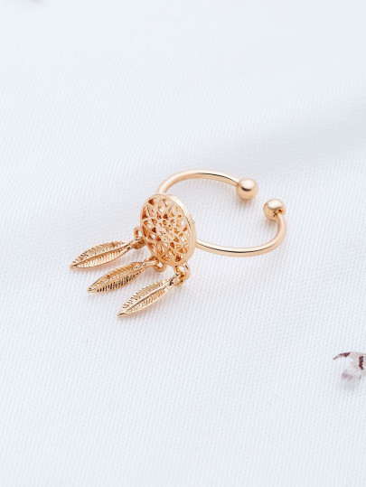 Anillo con adornos de pluma - dorado