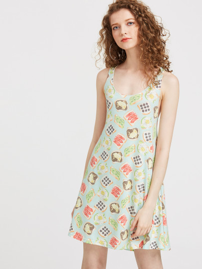 Vestito stampato girocollo sandwish on-line