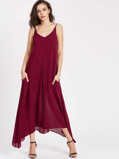 V-Ausschnitt Kleid Stil swing - weinrot