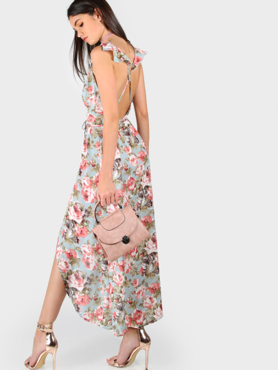 Vestito asimmetrico Croce rosa modellata