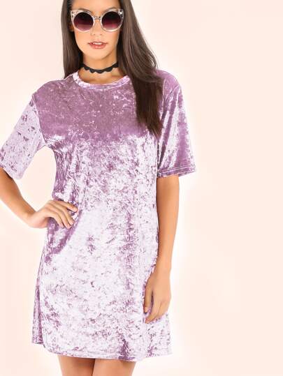Samtkleid mit kurzen Ärmeln - lila