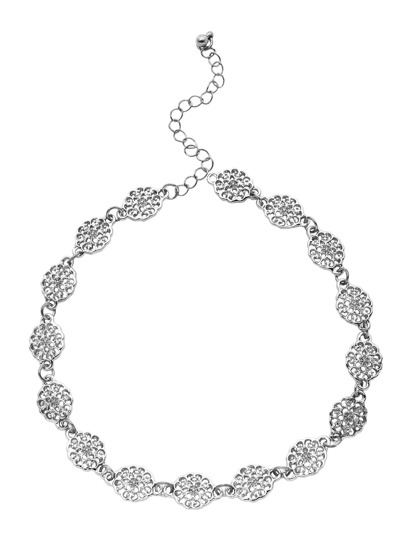Silver Flower Hollow Out Choker Necklace