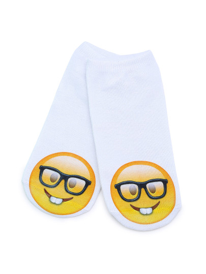 Chaussettes mignonnes blanc imprimé des emoji