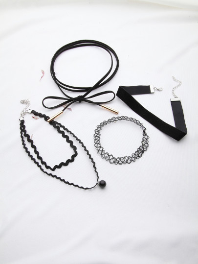 Black Wave Shaped Wrap Choker Set