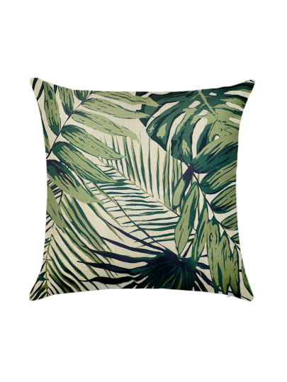 Beige Leaf Print Kissenbezug