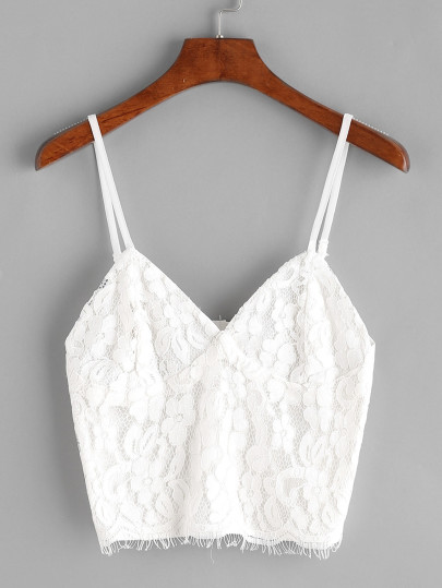Top blanc à maille en dentelle avec le zip