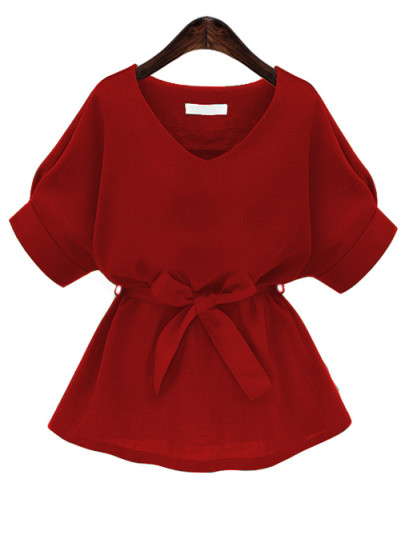 Red scollo a V da annodare camicetta