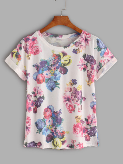 Camiseta con estampado de flor