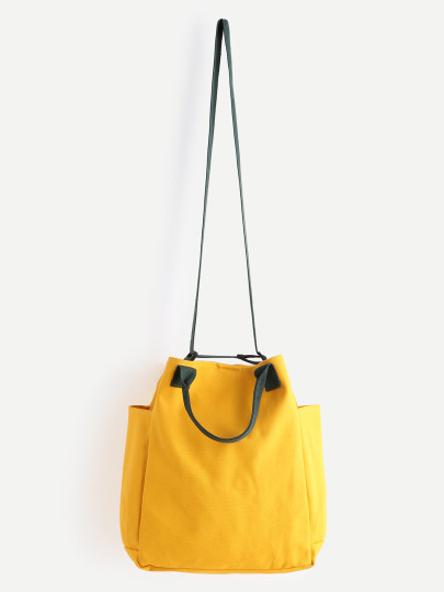 Yellow Canvas Crossbody Bag With Handle