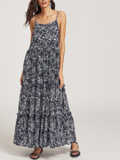 Robe à volants à imprimé floral