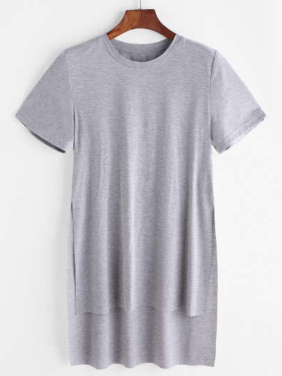 Camiseta asimétrica con abertura - gris