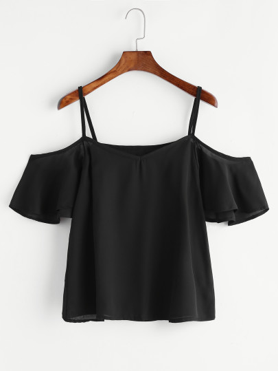 Open Shoulder Chiffon Top