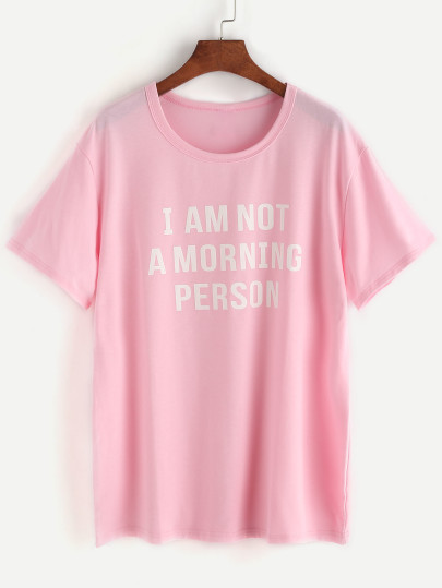 Camiseta con estampado de slogan - rosa
