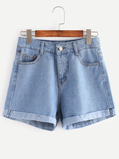 Distressed Cuffed Denim Shorts
