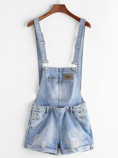 Light Blue Strappato Cuffed denim generale dei bicchierini