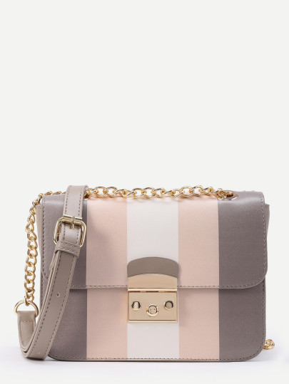 Sac à bandoulière à blocs de couleurs avec chaîne