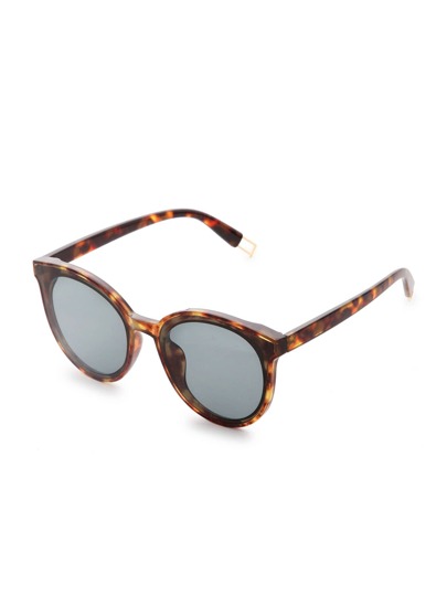 Gafas de sol ojo de gato con marco leopardo y lentes plateado
