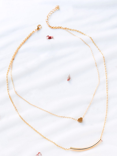 Collar con corazón y barra - dorado