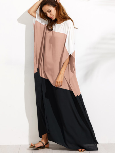Vestito in chiffon di blocco di colore