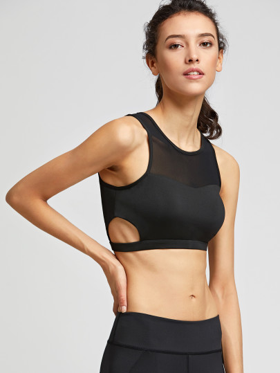 Crop Tank Top mit Netzstoff und Cut Out