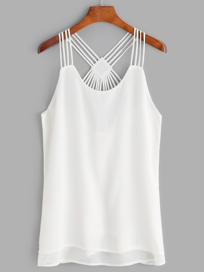 Top de chifón espalda con tiras - blanco