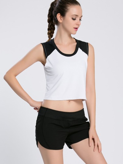 Color Block Crop Tank Top