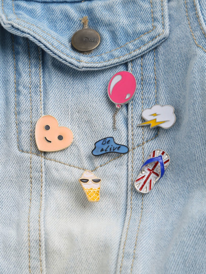 Face And Balloon Cute Brooch Set