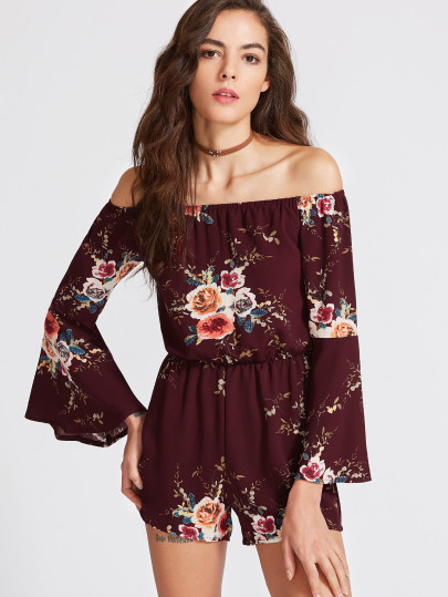Schulterfreies Jumpsuit mit Trompetenhülse