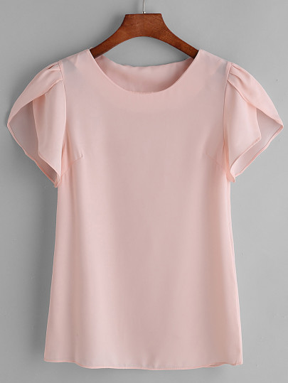Blusa de chifón plisada de manga japonesa - rosa