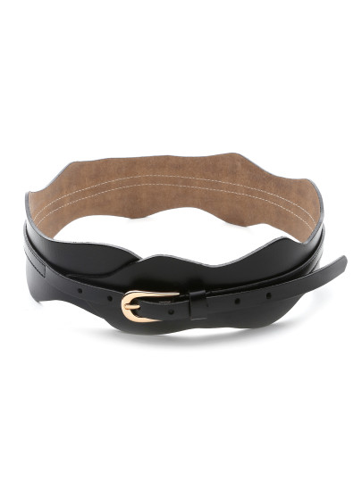 Ceinture noire en faux cuir avec boucles