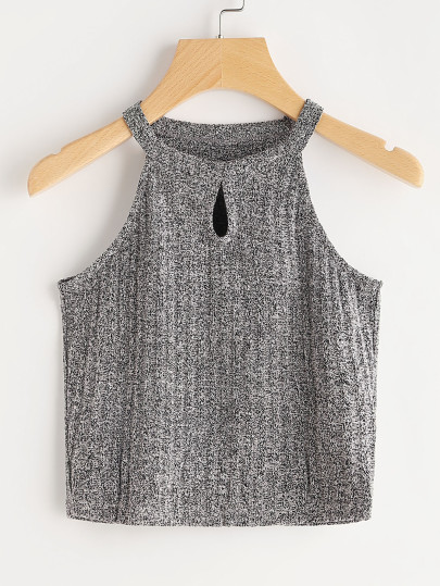 Space Dye Keyhole Front Knit Top