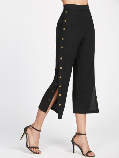 Noir, métal, bouton, côté, pantalon