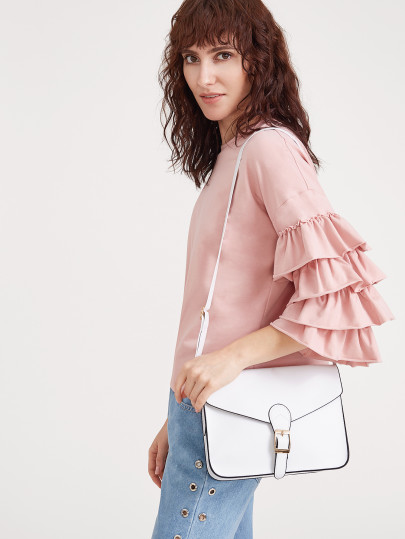 Bianco fibbia design Flap Bag Messenger