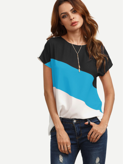 Top manches courtes avec ouverture arrière - bloc de couleur