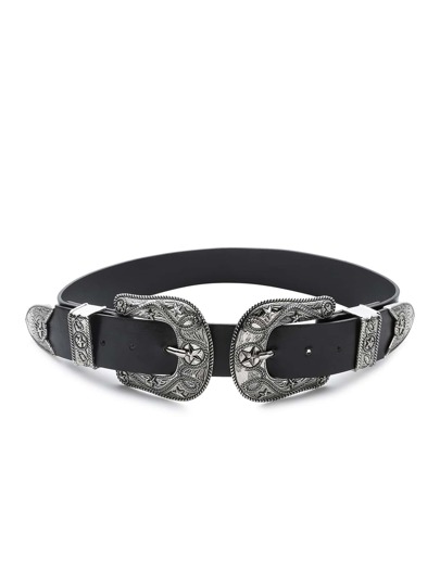 Ceinture en argent à motif étoile à double boucle