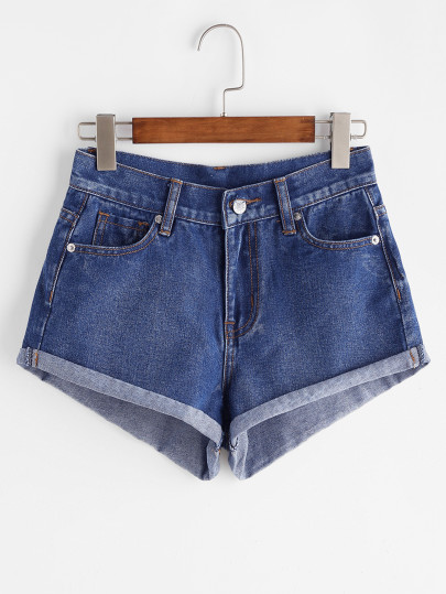 Denim gefesselten Shorts - blau
