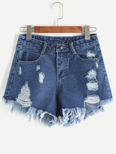 Dunkelblaue gerippte rohe Hemden Denim-Kurzschlüsse